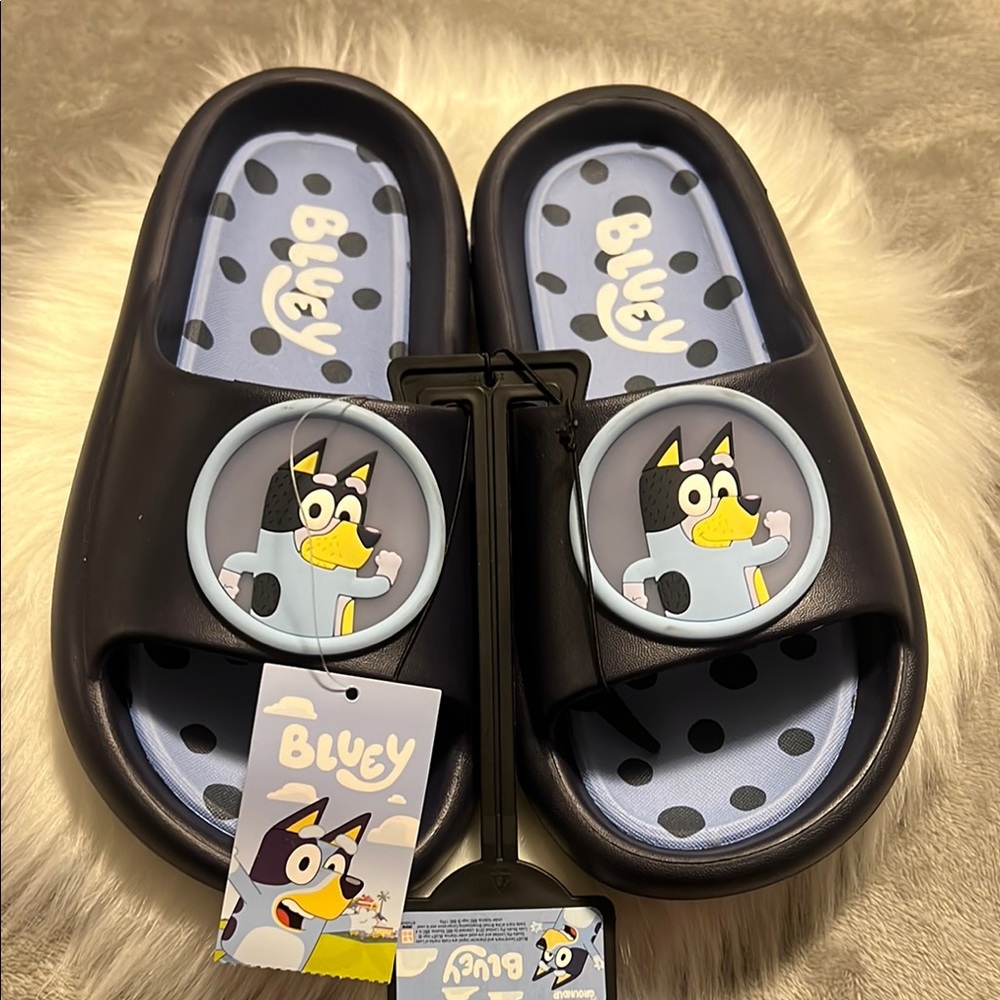 MensSlide Sandals - Black and Blue